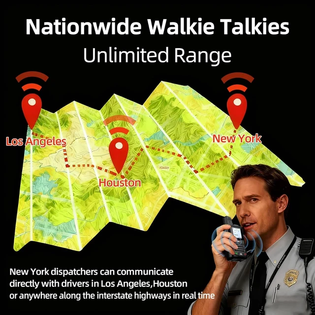 Alt view image 3 of 7 - Global Lifetime Free Rapid Walkie Talkies Unlimited Range Nationwide PTT 4G LTE PoC Long Range Two Way Radios Long Distance 5000 Miles Professional for Family,Outdoor,Logistics (4 Pack with SIM)