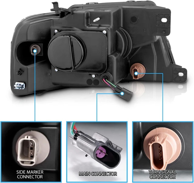 Alt view image 5 of 7 - For 2004-2008 Ford F-150 Truck C-Type LED Tube Square Black Projector Headlights Assembly Pair - Driver and Passenger