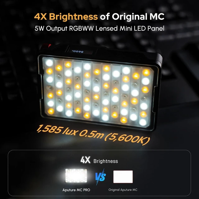 Alt view image 3 of 7 - MC Pro RGBWW On Camera Video Light,5W High Brightness 1585Lux@0.5m