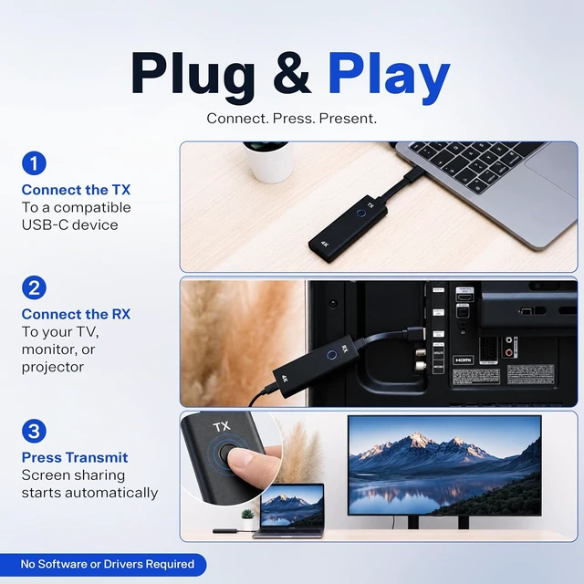 Alt view image 4 of 7 - 4K Wireless Presentation & Video Broadcasting System for Laptops & Smartphones