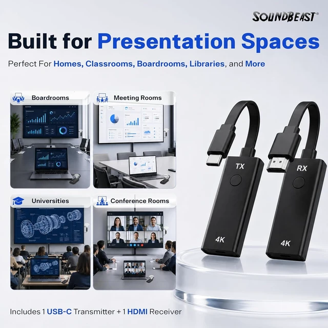 Alt view image 7 of 7 - 4K Wireless Presentation & Video Broadcasting System for Laptops & Smartphones