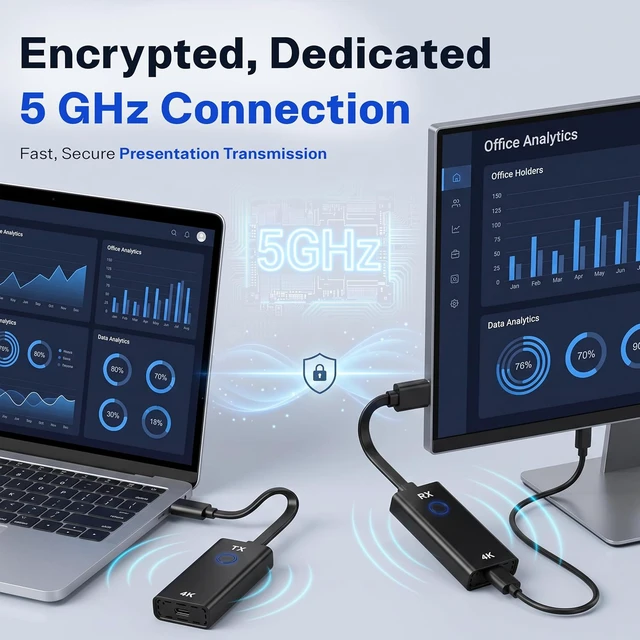 Alt view image 6 of 7 - 4K Wireless Presentation & Video Broadcasting System for Laptops & Smartphones