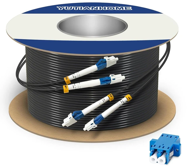Main image of 656ft/200m LC to LC Armored Outdoor Fiber Optic Cable, Single Mode Duplex