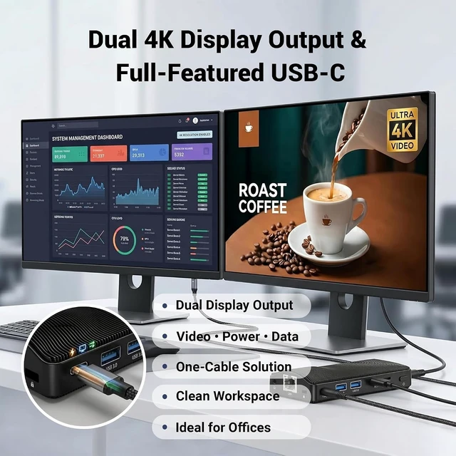 Alt view image 4 of 7 - Fanless Mini PC Stick Win 11 Pro, Celeron J4105 8GB RAM 128GB eMMC Desktop Computer Stick, Support 4K HDMI, RJ45 Gigabit Ethernet, WiFi 5 for Industry IoT Media Business Office Digital Signage