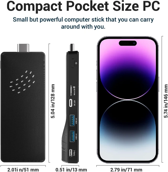 Alt view image 6 of 7 - Fanless Mini PC Stick Win 11 Pro, Celeron J4105 8GB RAM 128GB eMMC Desktop Computer Stick, Support 4K HDMI, RJ45 Gigabit Ethernet, WiFi 5 for Industry IoT Media Business Office Digital Signage