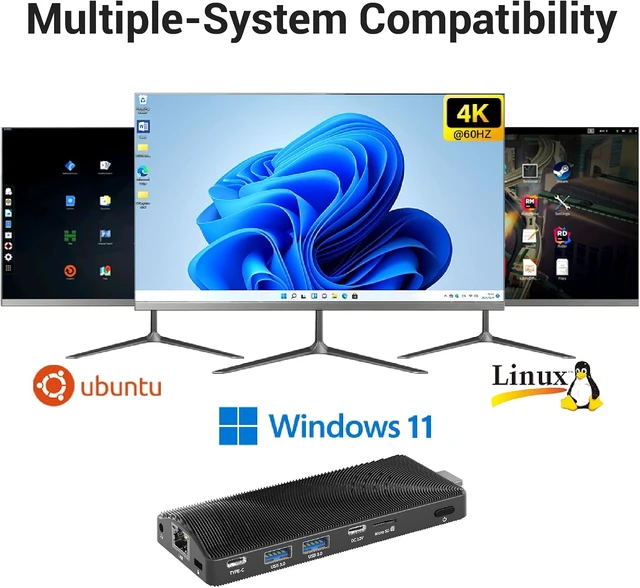Alt view image 7 of 7 - Fanless Mini PC Stick Win 11 Pro, Celeron J4105 8GB RAM 128GB eMMC Desktop Computer Stick, Support 4K HDMI, RJ45 Gigabit Ethernet, WiFi 5 for Industry IoT Media Business Office Digital Signage
