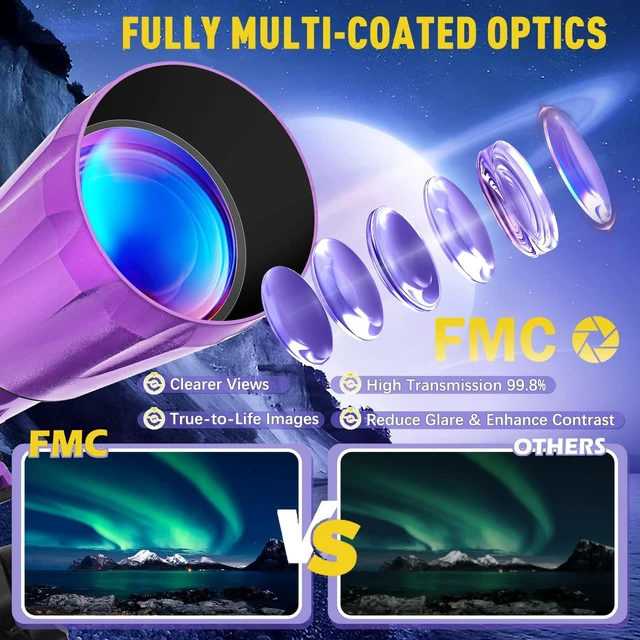 Alt view image 2 of 7 - 90mm Aperture 1000mm,Telescope for Adults High Powered, Purple