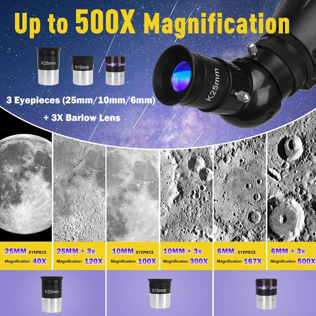 Alt view image 3 of 7 - 90mm Aperture 1000mm,Telescope for Adults High Powered, Purple