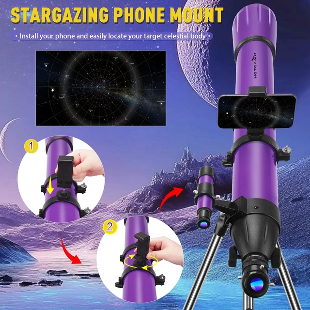 Alt view image 5 of 7 - 90mm Aperture 1000mm,Telescope for Adults High Powered, Purple