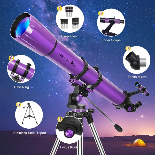 Alt view image 6 of 7 - 90mm Aperture 1000mm,Telescope for Adults High Powered, Purple
