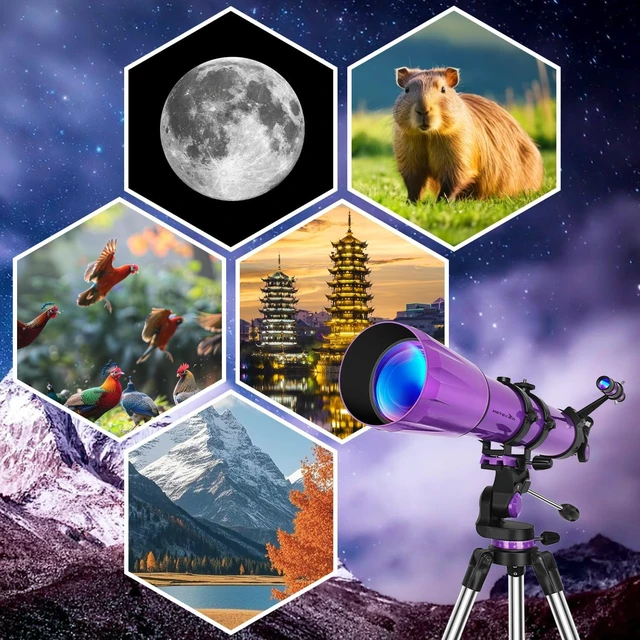 Alt view image 7 of 7 - 90mm Aperture 1000mm,Telescope for Adults High Powered, Purple
