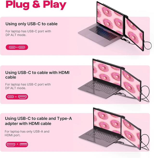 Alt view image 2 of 7 - Max DS 14.1" Portable Monitor for Laptop, 2026 Upgrade Mobile Pixels