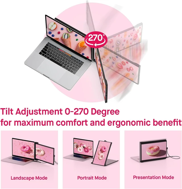 Alt view image 4 of 7 - Max DS 14.1" Portable Monitor for Laptop, 2026 Upgrade Mobile Pixels