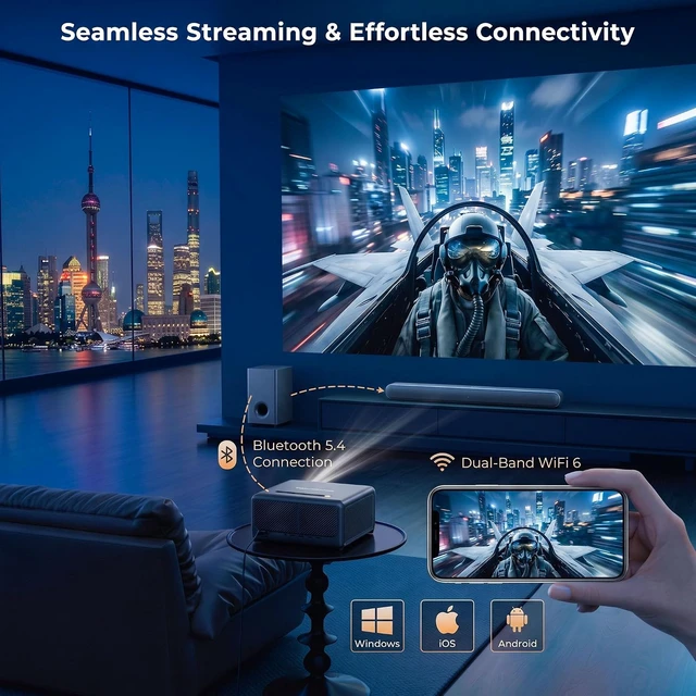 Alt view image 5 of 7 - Mini Projector with Wifi and Bluetooth,Projector 4K Compatible with Netflix