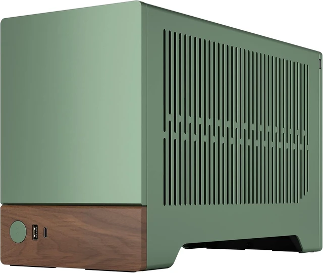 Alt view image 4 of 7 - Terra Jade - Wood Walnut Front Panel - Small Form Factor - Mini ITX Gaming case PCIe 4.0 Riser Cable USB Type-C - Anodized Aluminum Panels