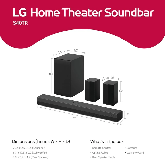 Alt view image 6 of 7 - S40TR 4.1 ch. Home Theater Soundbar with Rear Surround Speakers and Wireless Subwoofer, Wow Interface, Dolby Audio, AI Sound Pro, Amazon Exclusive - Black