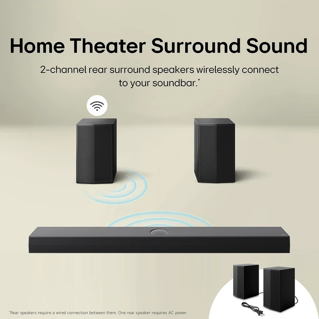 Alt view image 7 of 7 - S40TR 4.1 ch. Home Theater Soundbar with Rear Surround Speakers and Wireless Subwoofer, Wow Interface, Dolby Audio, AI Sound Pro, Amazon Exclusive - Black