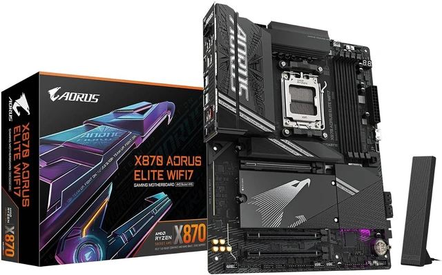 Main image of X870 AORUS Elite WIFI7 AM5 LGA 1718 Motherboard, ATX, DDR5, 4X M.2, PCIe 5.0, USB4, WIFI7, 2.5GbE LAN, EZ-Latch, 5-Year Warranty
