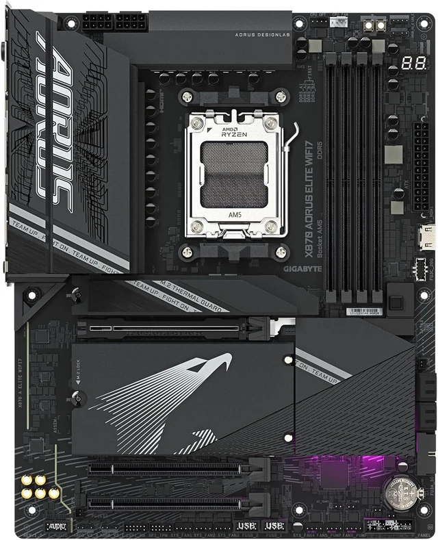Alt view image 7 of 7 - X870 AORUS Elite WIFI7 AM5 LGA 1718 Motherboard, ATX, DDR5, 4X M.2, PCIe 5.0, USB4, WIFI7, 2.5GbE LAN, EZ-Latch, 5-Year Warranty