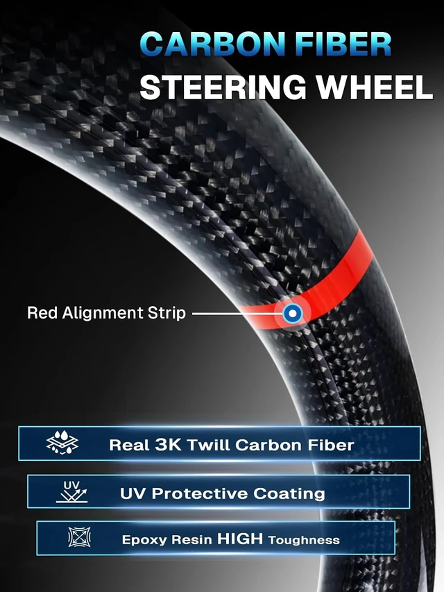 Alt view image 2 of 7 - Real 3K Carbon Fiber Steering Wheel For Dodge/Jeep Grand Cherokee/SXT/GT/RT/SRT/HELLCAT D-shaped Nappa Perforated Leather Flat-bottom Steering Wheel
