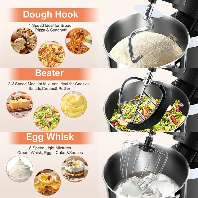 Alt view image 2 of 7 - 10.5QT Stand Mixer, 900W Electric Tilt-Head Kitchen Mixer Black