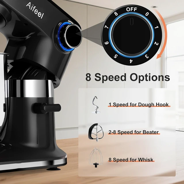 Alt view image 5 of 7 - 10.5QT Stand Mixer, 900W Electric Tilt-Head Kitchen Mixer Black