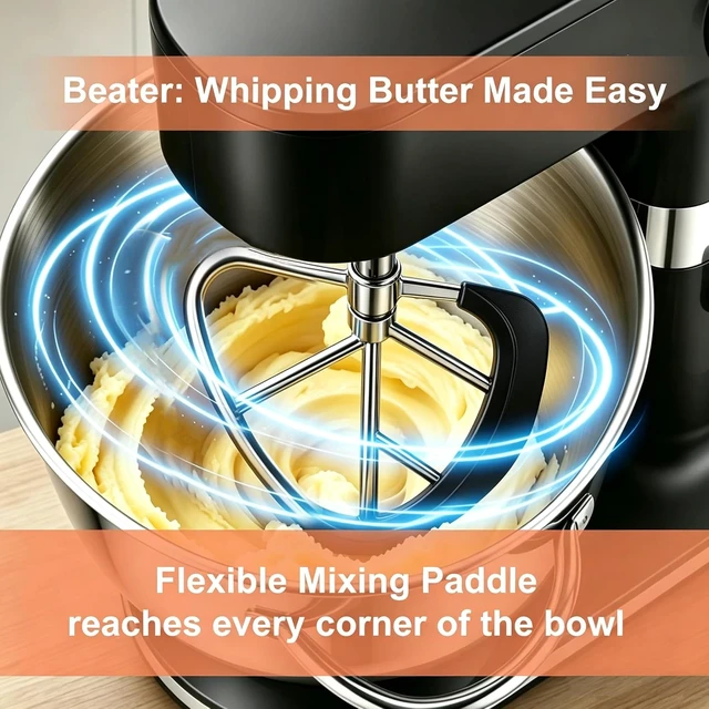 Alt view image 6 of 7 - 10.5QT Stand Mixer, 900W Electric Tilt-Head Kitchen Mixer Black