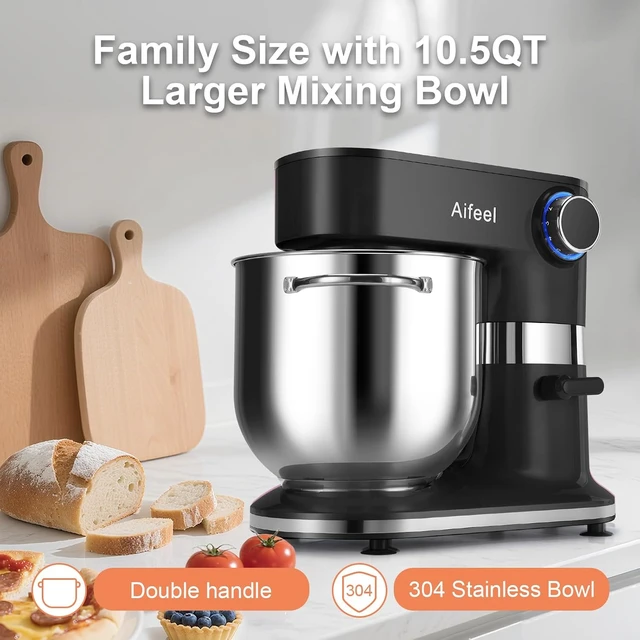 Alt view image 7 of 7 - 10.5QT Stand Mixer, 900W Electric Tilt-Head Kitchen Mixer Black