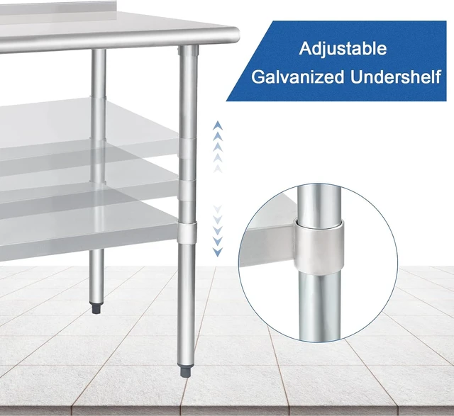Alt view image 3 of 7 - HARDURA Stainless Steel Prep & Work Table 24 x 60 Inches Backsplash
