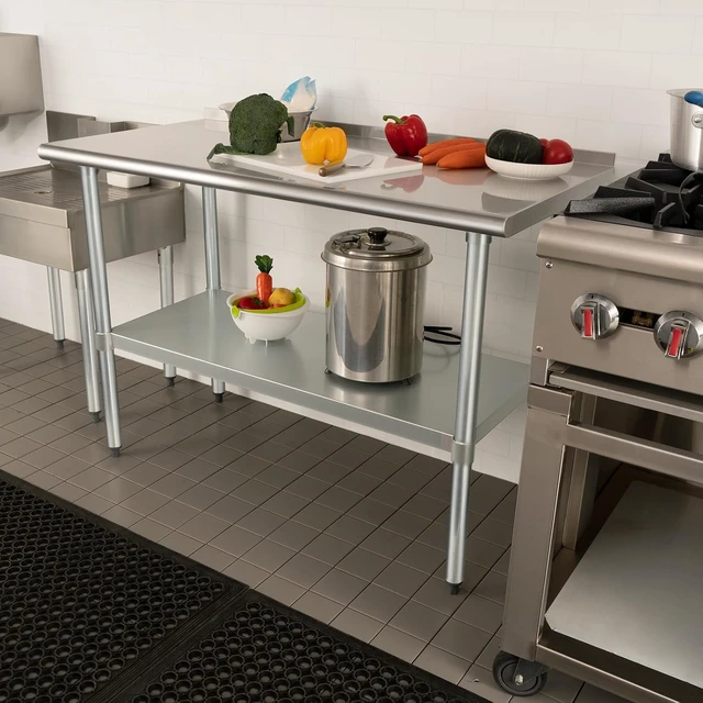 Alt view image 7 of 7 - HARDURA Stainless Steel Prep & Work Table 24 x 60 Inches Backsplash
