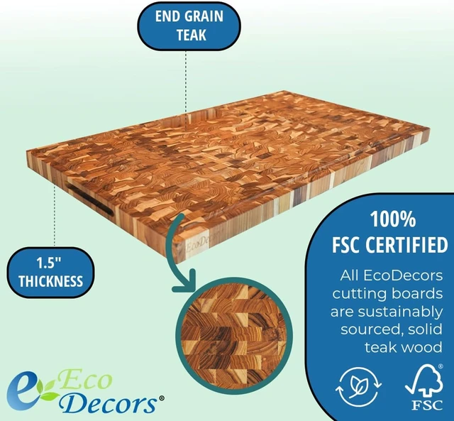 Alt view image 2 of 7 - Teak Cutting Board 34x20 with Waste Slot & Juice Groove