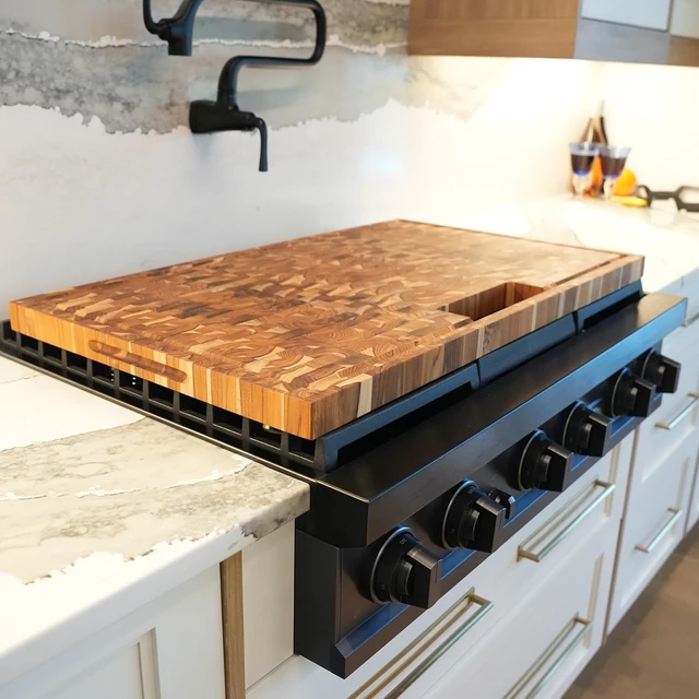 Alt view image 7 of 7 - Teak Cutting Board 34x20 with Waste Slot & Juice Groove
