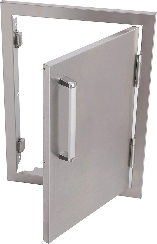 Alt view image 3 of 7 - Outdoor Kitchen Single Access Door,14x20 Inch,304 Stainless Steel BBQ Grill Doors,Silver (14W x 20H)