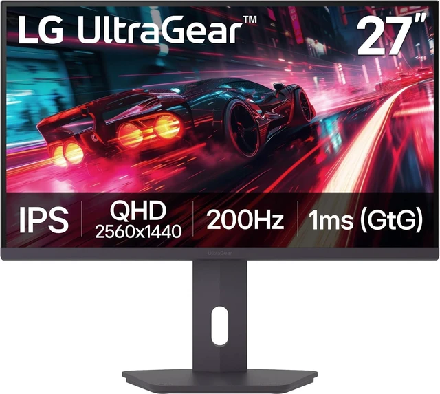Main image of 27G610A-B 27-inch Ultragear QHD (2560 x 1440) IPS Gaming Monitor, 200Hz, 1ms, FreeSync Premium, VESA DisplayHDR 400, HDMI, DisplayPort, Tilt/Height/Swivel/Pivot Stand, Black