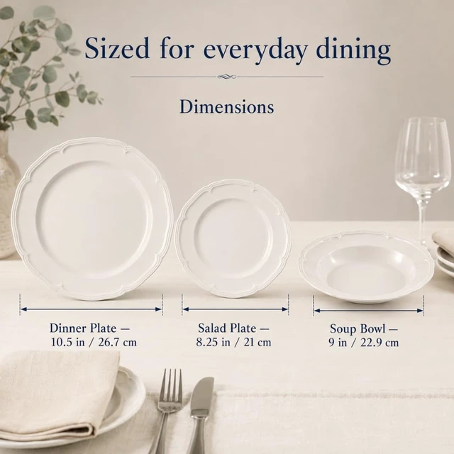 Alt view image 2 of 7 - Manoir 18 Piece Dinnerware Set, Creamy White