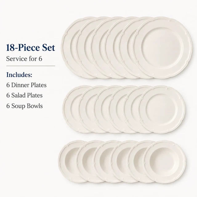 Alt view image 4 of 7 - Manoir 18 Piece Dinnerware Set, Creamy White
