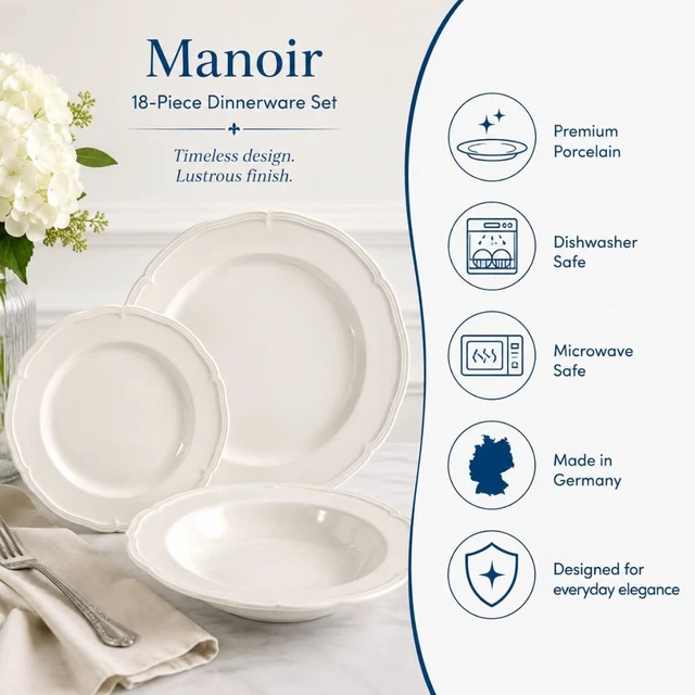 Alt view image 5 of 7 - Manoir 18 Piece Dinnerware Set, Creamy White