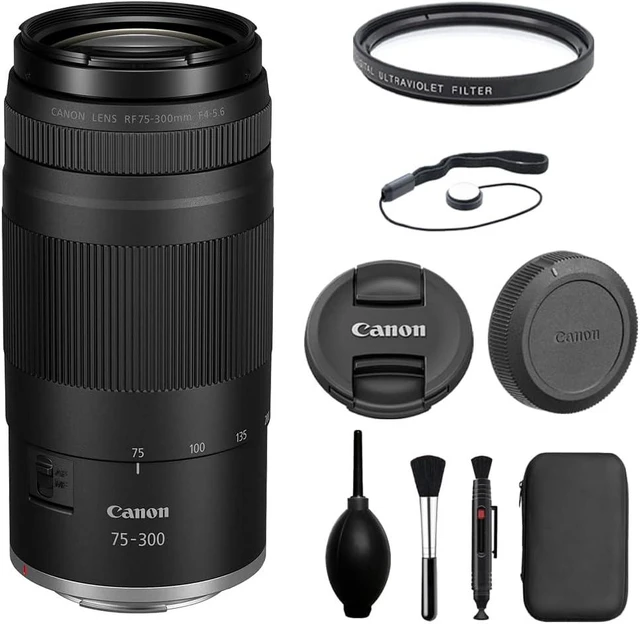 Main image of RF75-300mm F4-5.6 Zoom Lens with UV Filter + Lens Cap Keeper + Cleaning Kit (4 Items)