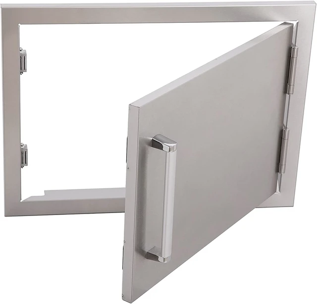 Alt view image 2 of 5 - Outdoor Kitchen Single Access Door,20x14 Inch,304 Stainless Steel BBQ Grill Doors,Silver
