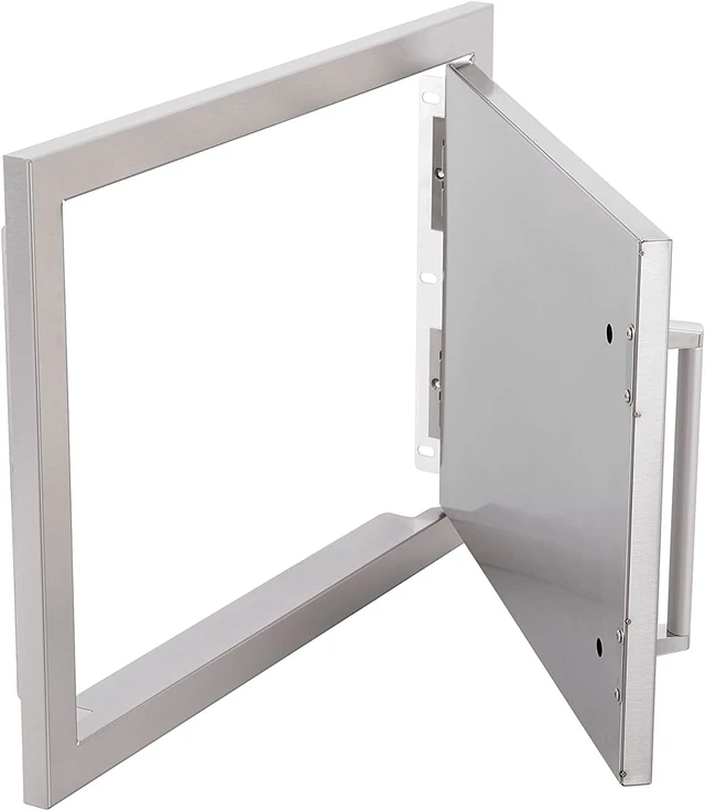 Alt view image 3 of 5 - Outdoor Kitchen Single Access Door,20x14 Inch,304 Stainless Steel BBQ Grill Doors,Silver
