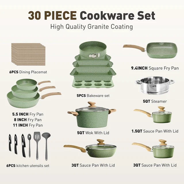 Alt view image 2 of 7 - 30 Piece Pots and Pans Set, Kitchen Cookware Sets Non Stick