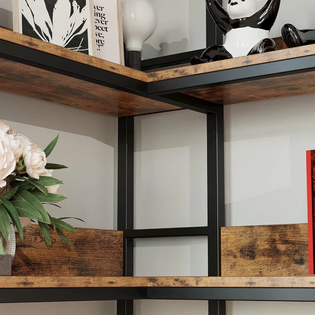 Alt view image 5 of 7 - Corner Shelf 5 Tiers 70LB Capacity L-Shaped Bookshelf
