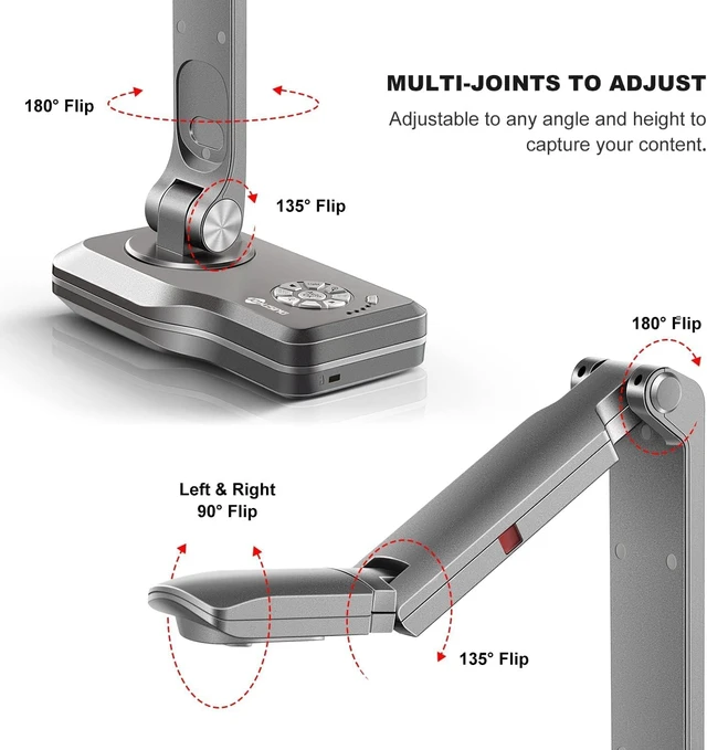 Alt view image 2 of 7 - WiFi/USB/VGA/HDMI Four Mode 8MP Wireless Document Camera with 7200mAh Battery for Teachers, Mac, Windows, Compatible, Online Teaching, Distance Learning and Web Conferencing