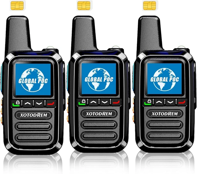 Main image of Global Lifetime Free Walkie Talkies Unlimited Range 4G LTE PoC(Push-to-Talk Over Cellular) Radios Nationwide PTT Two Way Radios Long Distance for Family, Logistics, Company 3pcs with sim Card