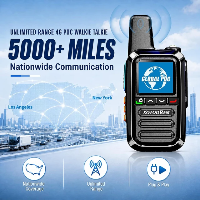 Alt view image 5 of 7 - Global Lifetime Free Walkie Talkies Unlimited Range 4G LTE PoC(Push-to-Talk Over Cellular) Radios Nationwide PTT Two Way Radios Long Distance for Family, Logistics, Company 3pcs with sim Card
