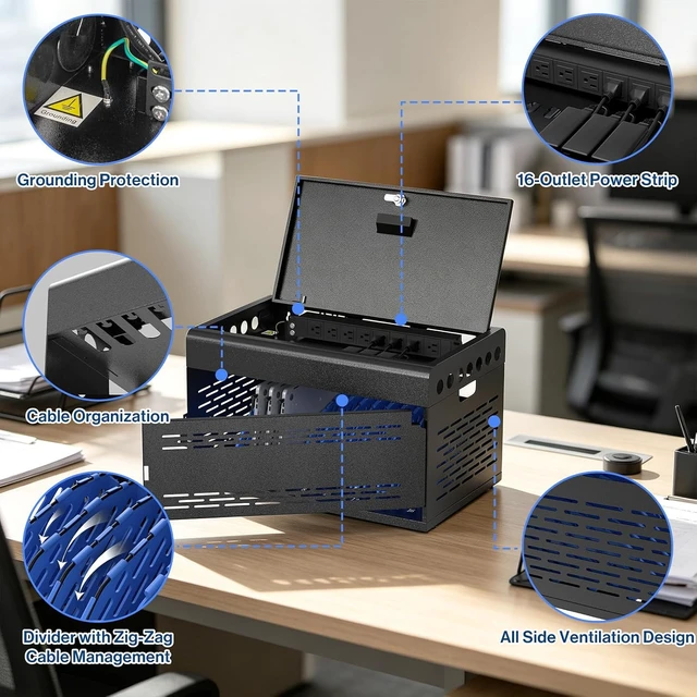 Alt view image 6 of 7 - 16Device Laptop Charging Cabinet Locking Chromebook Charging Station