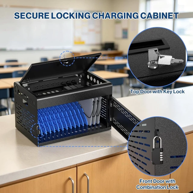 Alt view image 5 of 7 - 16Device Laptop Charging Cabinet Locking Chromebook Charging Station