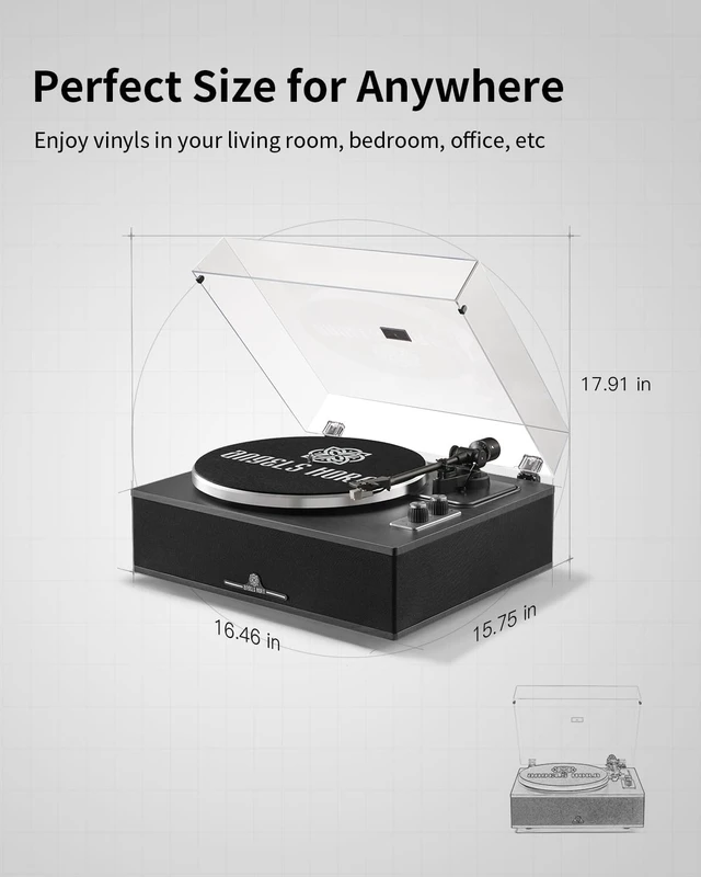 Alt view image 7 of 7 - Bluetooth Vinyl Record Player with Built-in Speakers, AT-3600L