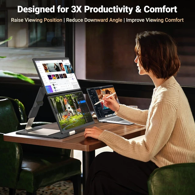 Alt view image 3 of 7 - 15.6" Laptop Screen Extender, Detachable Portable Monitor for Work & Travel