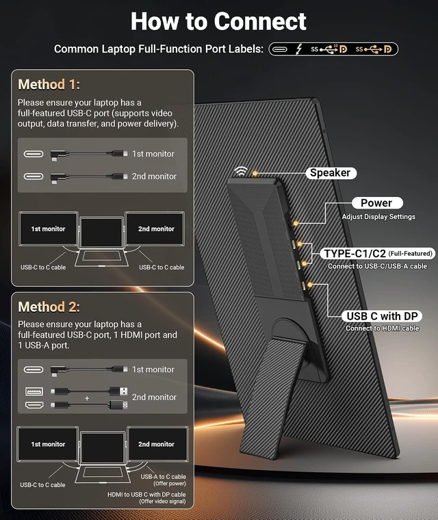 Alt view image 4 of 7 - 15.6" Laptop Screen Extender, Detachable Portable Monitor for Work & Travel